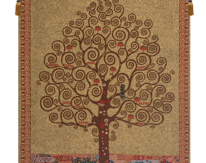 Gustav Klimt Tree of Life Medieval Woven Tapestry Wall Hanging Art Decor