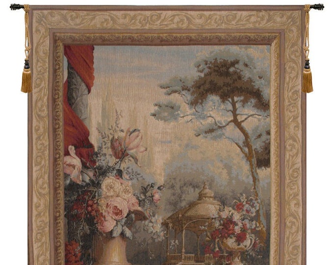 French Garden Tapestry: Floral Bouquet Woven Wall Decor