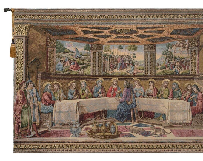 Last Supper Tapestry: Rosselli Religious Woven Wall Art (35x53 inch)