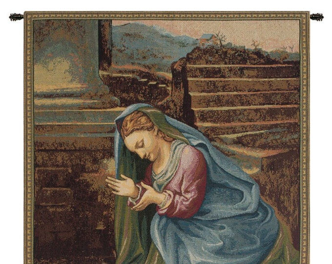 Madonna and Child Woven Wall Tapestry: Italian Religious Art