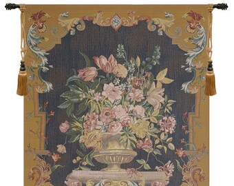 Centennial Bouquet European Wall Tapestry - Woven French Wall Tapestry - Colorful Floral Bouquet Wall Art - Floral Decorative Wall Hanging