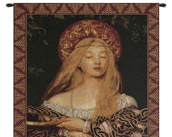 Vanity European Wall Tapestry Beautiful Young Lady Colorful Wall Art, Bedroom Wall Decor, Jacquard Woven Tapestry Wall Hanging Gift For Her