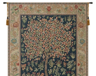 Belgian Woven Pastel Tree of Life Tapestry - Wall Hanging Home Decor by Artist William Morris, Floral Wall Art Décor", Gift for Women