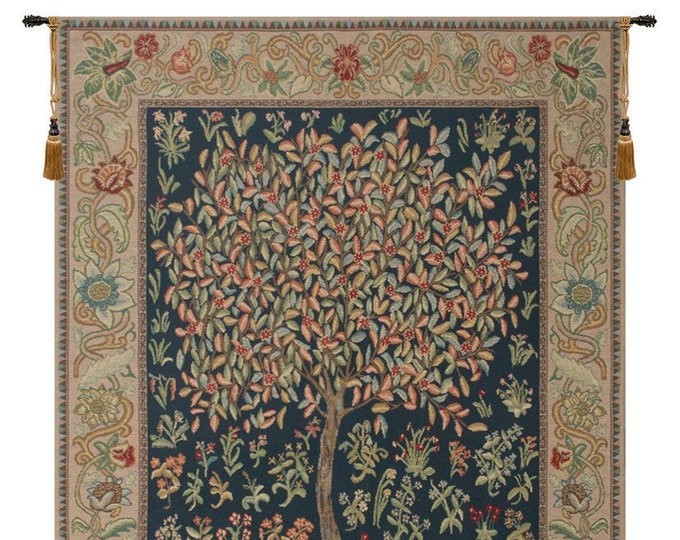 Belgian Woven Pastel Tree of Life Tapestry - Wall Hanging Home Decor by Artist William Morris, Floral Wall Art Décor", Gift for Women