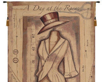 Garden Party Day at the Races European Wall Tapestry - Antique Designer Jacquard Tapestry Wall Décor Art - Woven Home Décor Wall Hanging