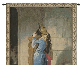 The Kiss European Wall Tapestry - Romantic Jacquard Wall Decor Art - Woven Italian Wall Tapestry - Couple Art Decorative Wall Hanging