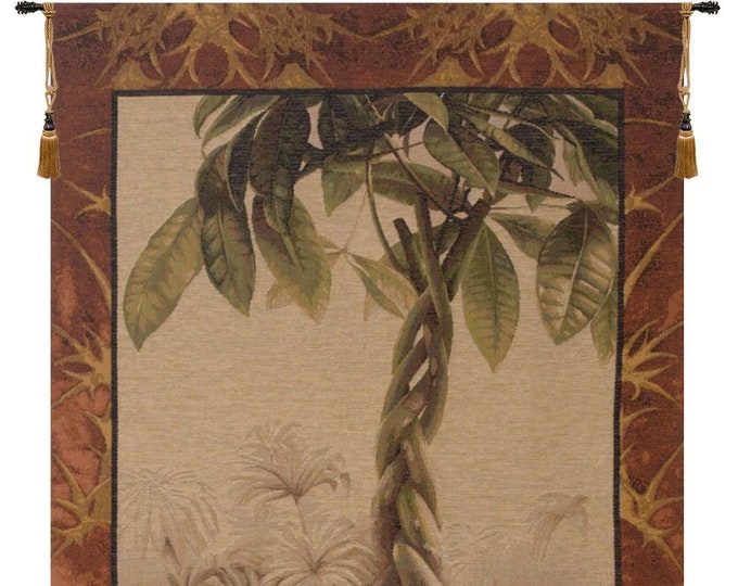 Le Ficus Tree Tapestry: French Jacquard Woven Wall Hanging