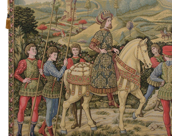 Medieval Italian Jacquard Tapestry: John VIII Palaelogus Wall Hanging - Byzantine Emperor Art Decor