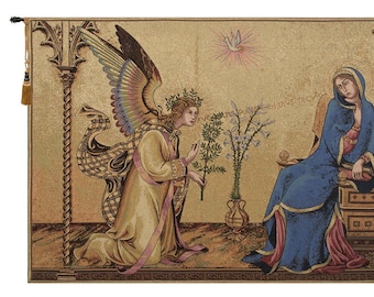 Annunciazione Tra I Santi Ansano E Margherita European Wall Tapestry - Religious Wall Art - Woven Italian Wall Tapestry - Jesus Wall Hanging