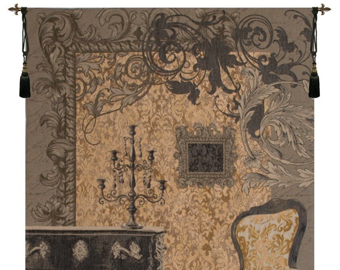 Louis XVI Gold Wall Tapestry: French Woven Decor (58x44 inch, 79x59 inch)