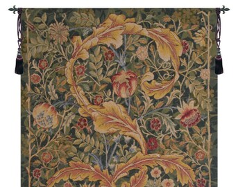 Acanthe Green Medium European Wall Tapestry - William Morris Art - Woven French Wall Tapestry - Floral Wall Hanging - Decorative Wall Art