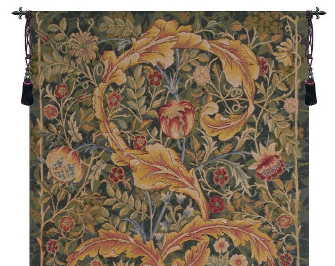 William Morris Acanthus Tapestry: Woven Floral Wall Hanging (58x28 inch)