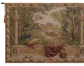 Verdure Au Chateau II European Wall Tapestry - Antique Woven Wall Hanging - Landscape Decorative Wall Hanging - Jacquard Wall Tapestry