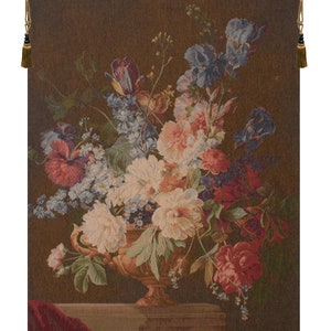 Floral Bouquet Wall Tapestry: Woven French Art Hanging Decor Vintage European Home
