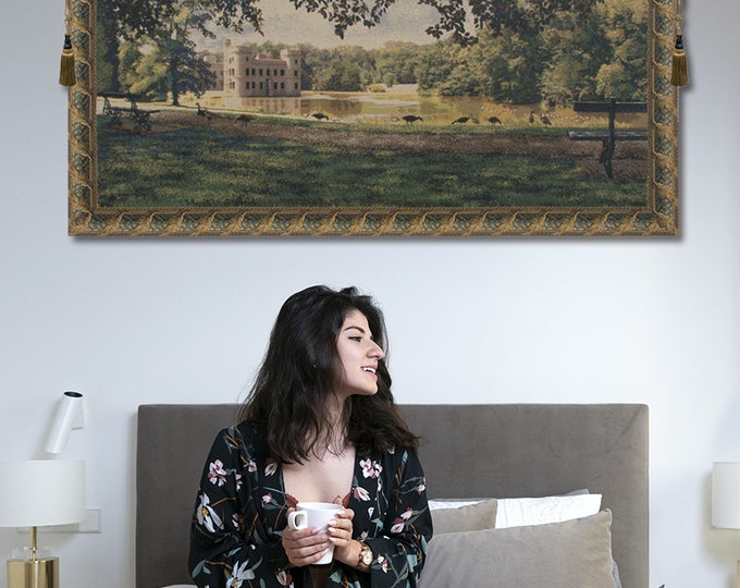 Belgian Castle Tapestry: Princess Charlotte, Botanical Garden Wall Art (30x67 inch)