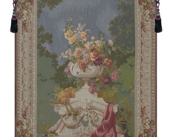 Ornamental Floral Wall Tapestry Dutch Inspired Botanical Jacquard Woven Hanging Vintage Art