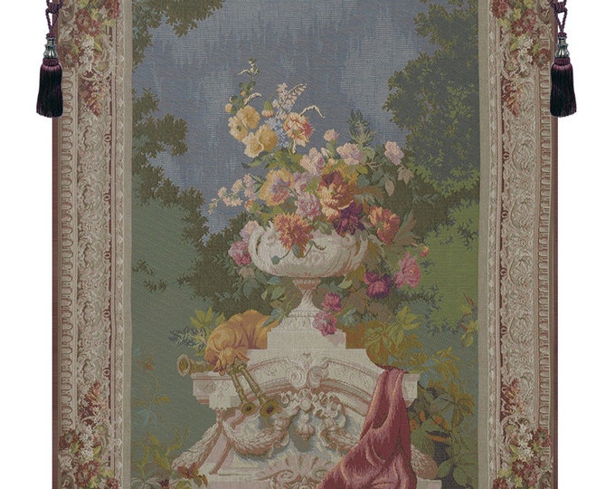 Jacquard Woven Floral Wall Tapestry: Ornamental Hanging Art for Living Room & Bedroom Decor