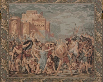 Sabine Women Tapestry: Renaissance Battle Scene, Woven Wall Art