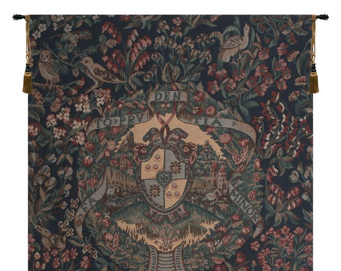 Fato Prudentia Minor Medieval European Tapestry 64x50 inch - Millefleurs Background - Floral Woven Wall Art