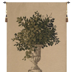 Belgian Jacquard Woven Wall Tapestry: Greenery in Grecian Planter