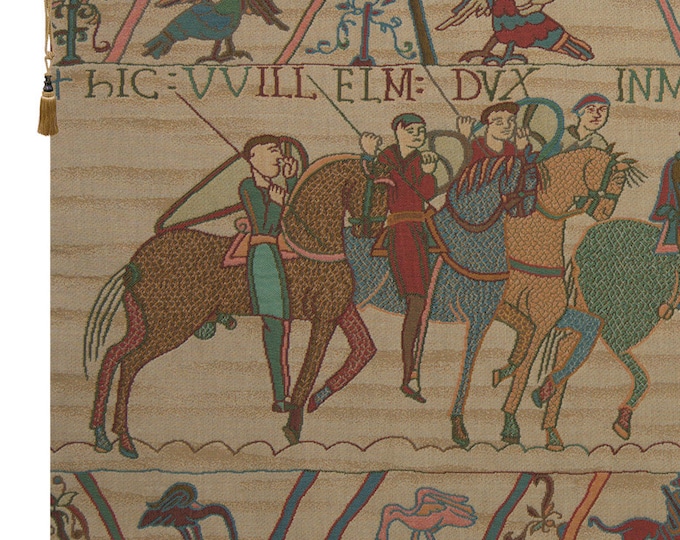 Medieval Bayeux Tapestry: William's Embarkation - European Woven Wall Hanging Art Decor