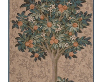 Medieval Orange Tree Tapestry - European Woven Jacquard Wall Hanging - Naturel French Art Decor