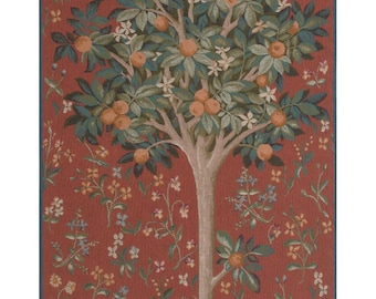 Orange Tree Tapestry – Lady and Unicorn Inspired Woven Wall Art
