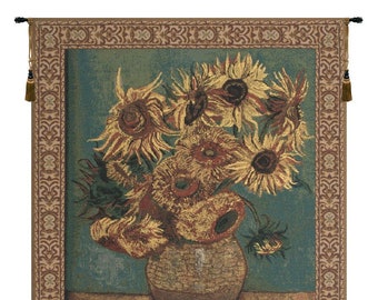 Sunflowers European Wall Tapestry Woven - Van Gogh Yellow Flower Wall Hanging - Woven Wall Hangngs For Home
