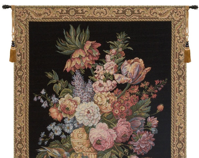 Brussels Bouquet European Decorative Wall Tapestry - Floral Woven Wall Decor Art - Jacquard Woven Wall Hanging - Italian Decor Wall Art