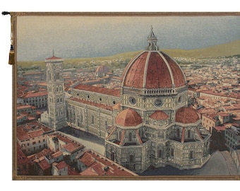 Florence Cathedral European Wall Tapestry - Castle Jacquard Wall Decor Art - Woven Italian Wall Tapestry - Famous Place Wall Hanging