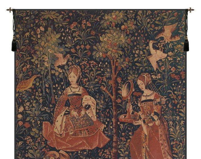 Millefleurs Tapestry: European Broderie Embroidery Wall Hanging (46x38 inch)