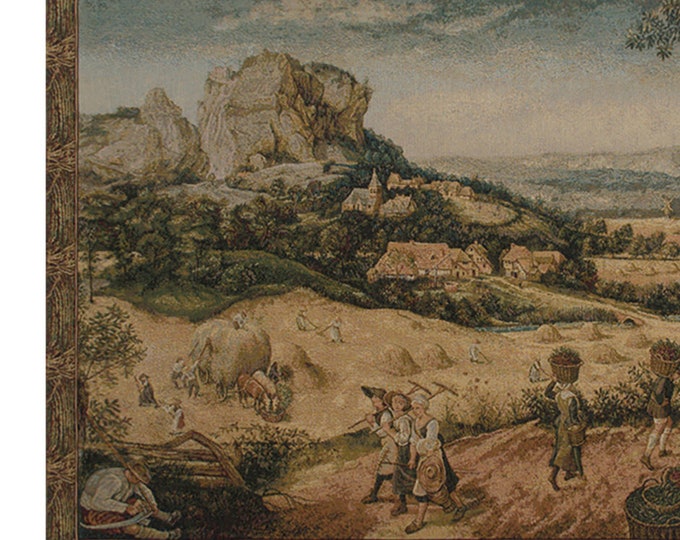 Rustic European Landscape Tapestry - Woven Jacquard Wall Hanging - Decorative Italian Art Decor