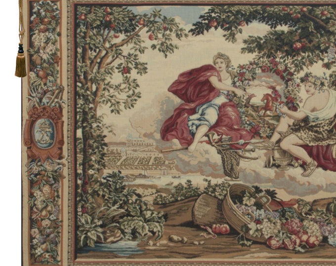 Bacchus Tapestry Wall Hanging Classical Mythology Belgian Woven Vintage Home Decor Art 27x40