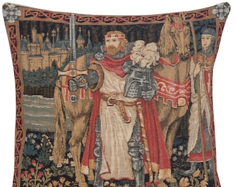 Legendary King Arthur I Tapestry Cushion Covers -  Modern Couch Cushion Covers - Decorative Throw Pillow Covers - 13x13 Sofa Pillow Covers
