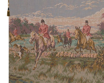 Medieval Hunting Scene European Tapestry - La Chasse a Courre Jacquard Woven Wall Art Hanging