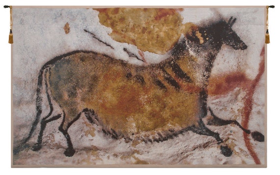 Lascaux Cave Horse Tapestry: Jacquard Woven Wall Art (34x54 inch)