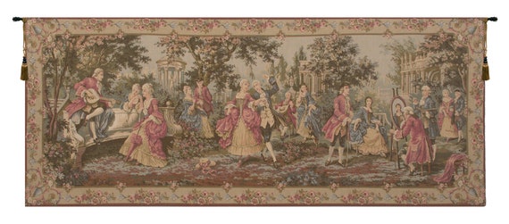 Francois Boucher Tapestry Wall Hanging: Rococo Society Scene, Woven in Belgium