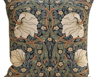 Pimpernel Blue/Green Tapestry Pillow Cover 18x18 - Belgian Woven Decorative Cushion Cover - Sofa Pillow Case