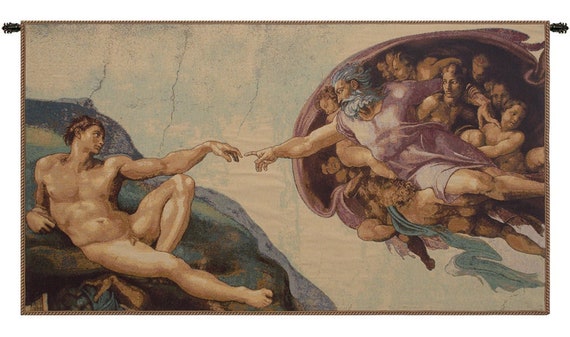 Michelangelo's The Creation Tapestry: Colorful European Wall Art for Bedrooms, Jacquard Woven Gift