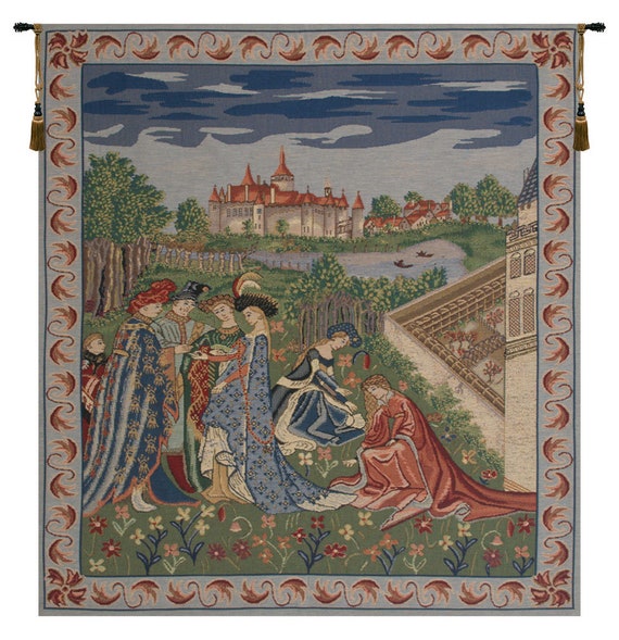 Duke De Berry Tapestry: Medieval Castle Jacquard Woven Wall Hanging