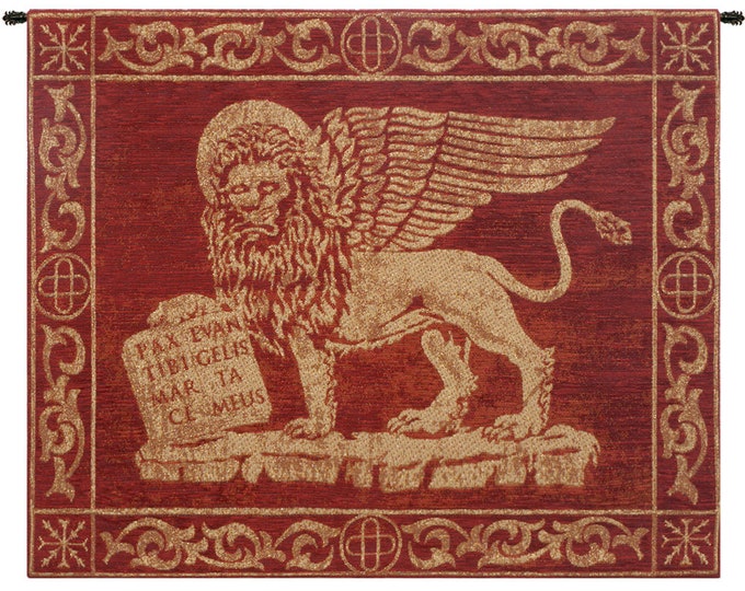 Lion of Venice Tapestry: Italian Jacquard Woven Wall Hanging (20x26 inch)