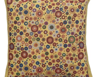 Klimt Belgian Tapestry Pillow Cover - Colorful Dots Art Cushion Cover 16x16 - Gustav Klimt Throw Pillow Covers for Sofa Decor