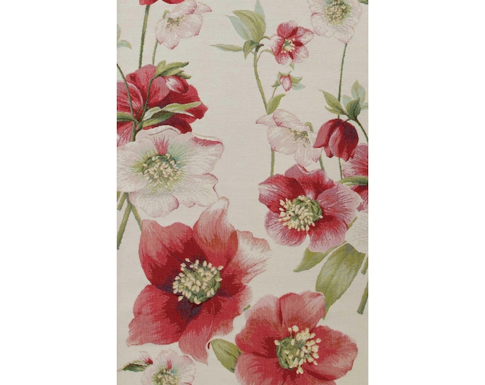 Hellebores White Table Runner - Elegant Floral Dining Decor for Kitchen & Home