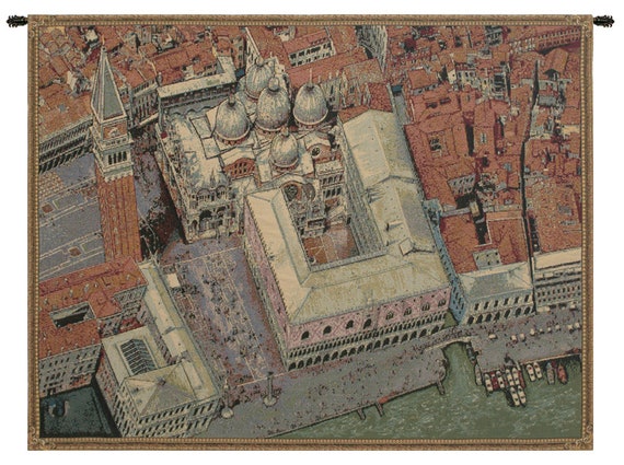 Venice Tapestry Wall Hanging: Italian City Scene, Jacquard Woven Art