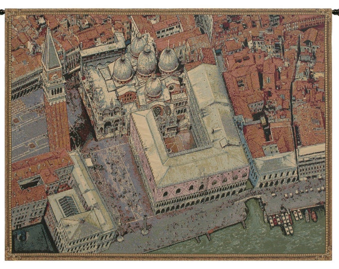Venice Tapestry Wall Hanging: Italian City Scene, Jacquard Woven Art