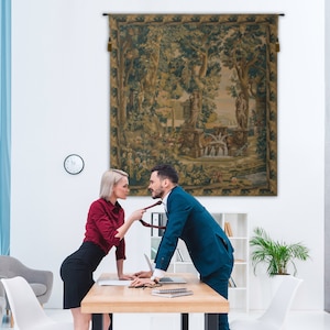 Elegant European Villa Garden Jacquard Tapestry: Large Woven Floral Wall Hanging Art (66x62 inches)