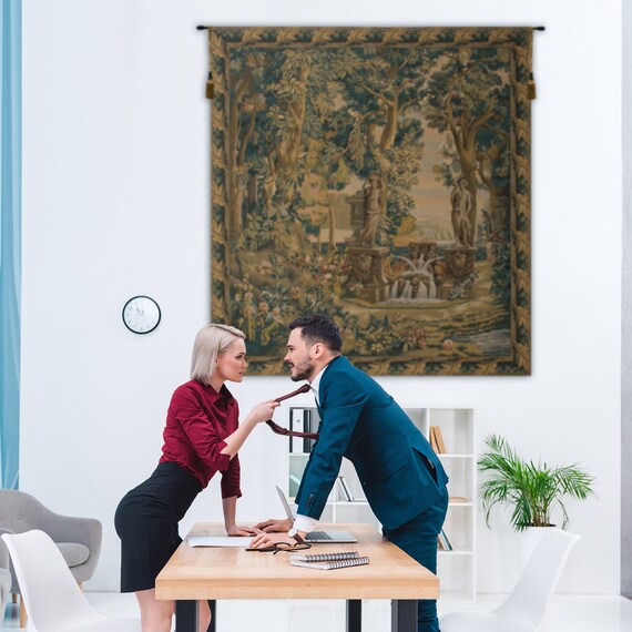 Elegant European Villa Garden Jacquard Tapestry: Large Woven Floral Wall Hanging Art (66x62 inches)