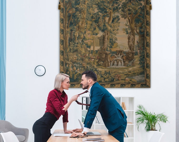 Elegant European Villa Garden Jacquard Tapestry: Large Woven Floral Wall Hanging Art (66x62 inches)