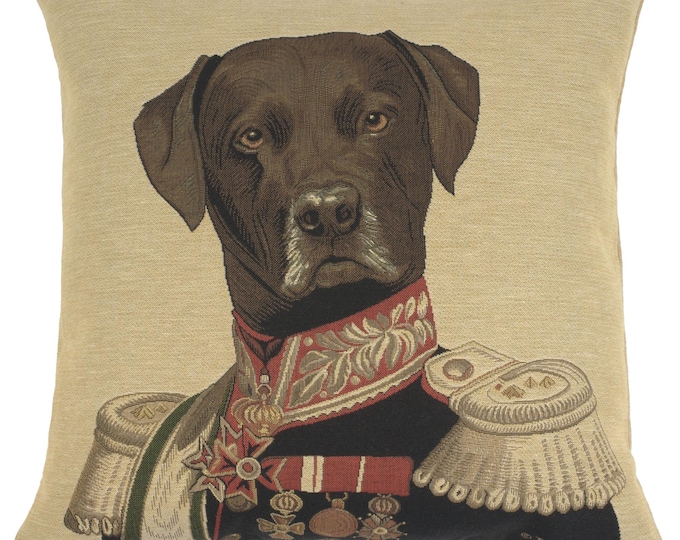 Belgian Tapestry Labrador Pillow Cover: Whimsical Dog Cushion Case