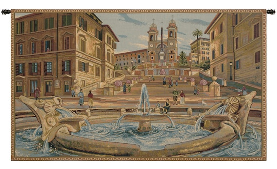 Piazza di Spagna Tapestry: Italian Jacquard Woven Wall Art